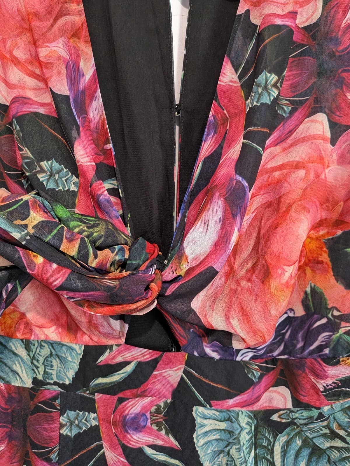 Sheike Dress AU 12 US 8 Floral Mini Tie Front Long Sleeve Party Cocktail Event — photo 3 of 12