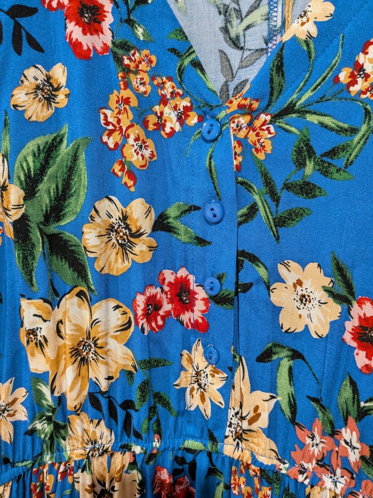 Dreamcatcher Dress Size 16 2XL Blue Floral Boho Mini Tiered Rayon Long Sleeve — photo 8 of 12