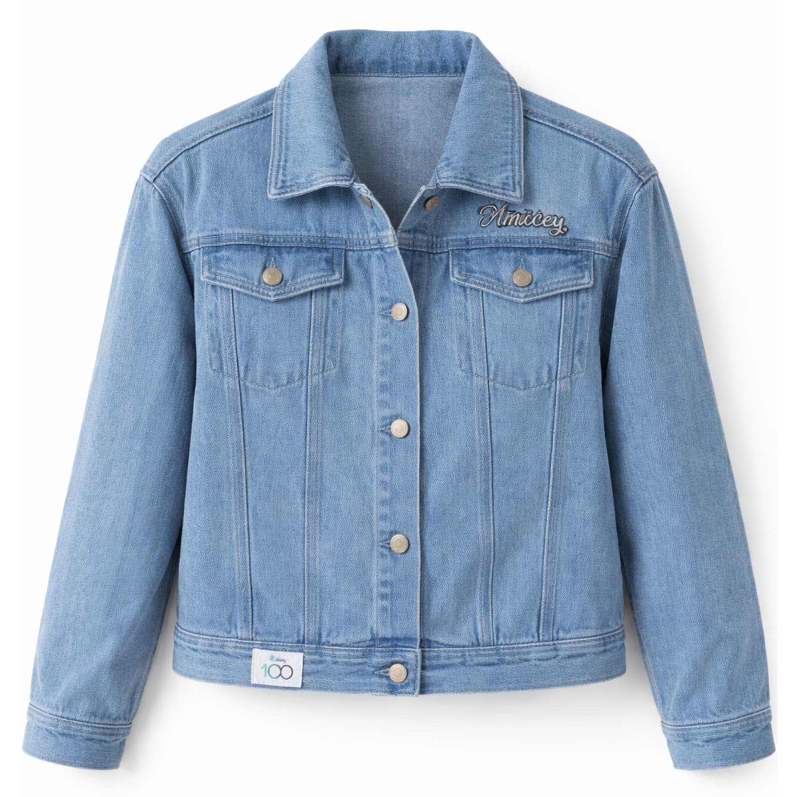 Disney Mickey Denim Jacket Youth Kids Size 16 Blue Jacket Disney 100 Years