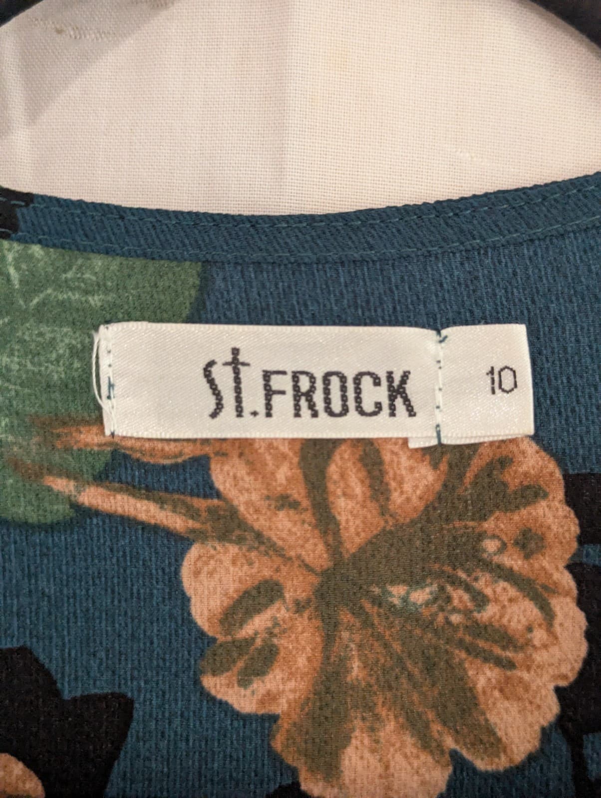 St Frock Dress Aus 10 US 6 Teal Floral Wrap Midi Long Sleeve Ruffle Hem — photo 7 of 10