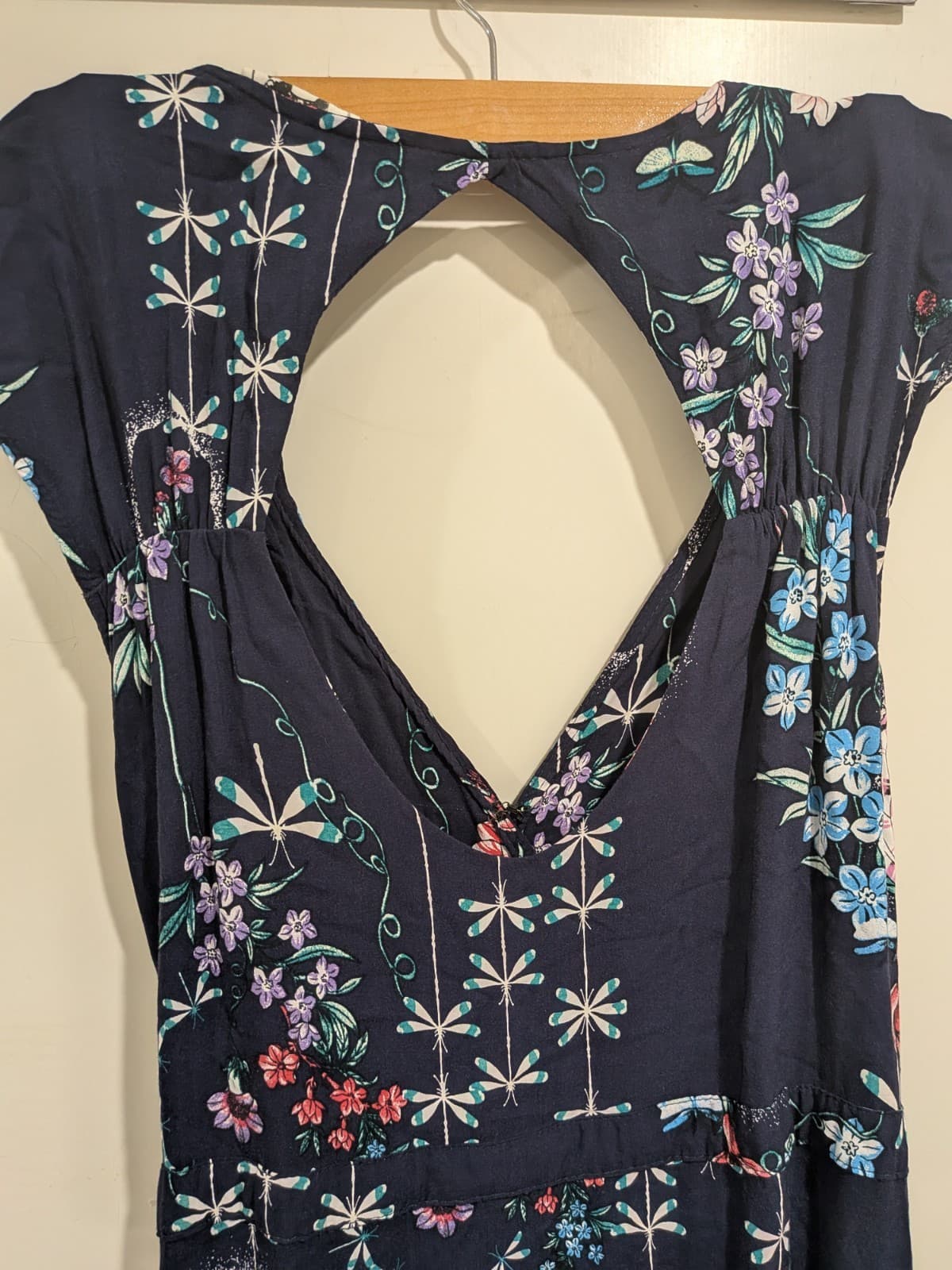 Jaase Maxi Dress XL Navy Floral Wrap Boho Short Sleeve Rayon Festival Beach — photo 12 of 13