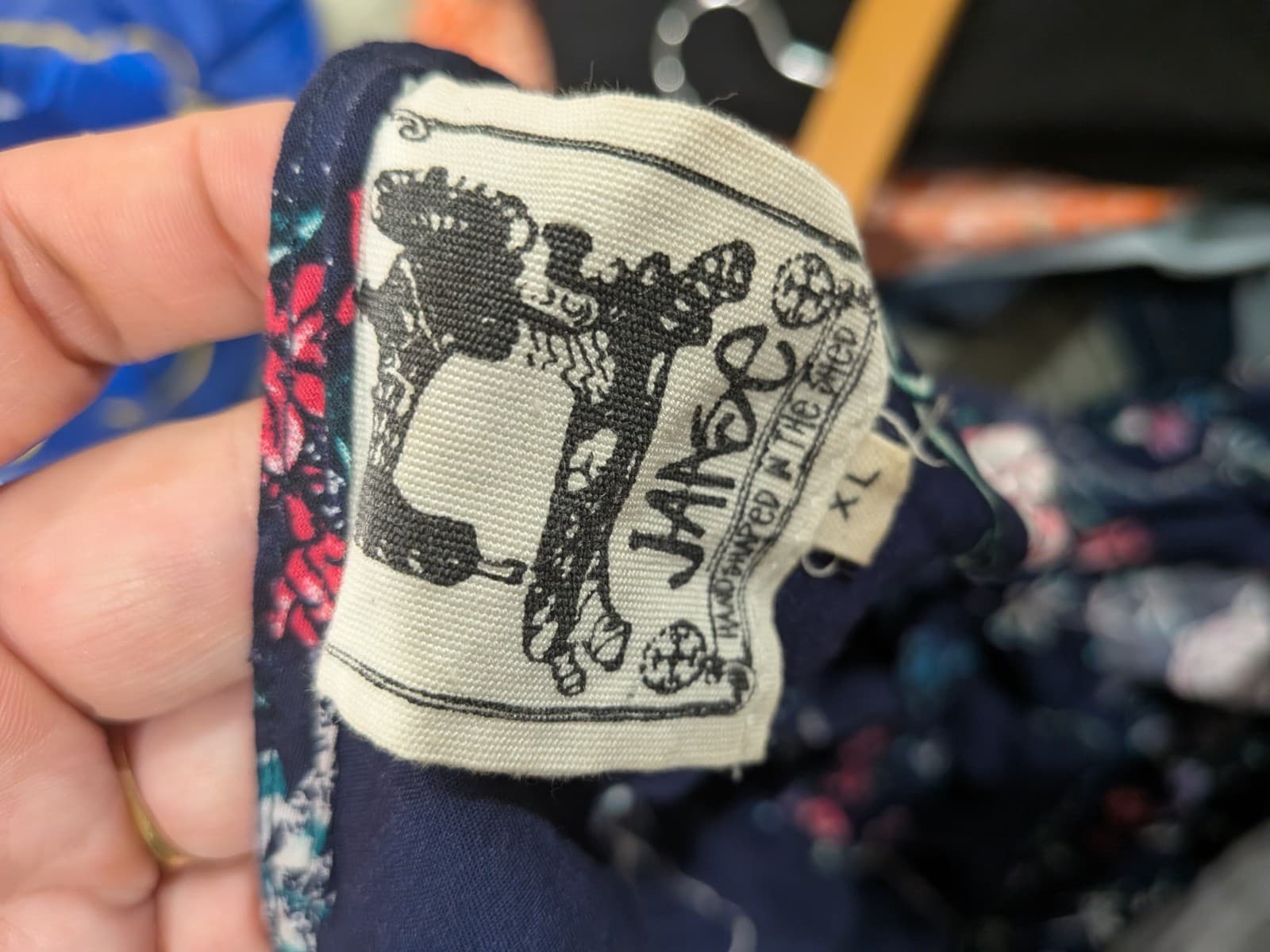Jaase Maxi Dress XL Navy Floral Wrap Boho Short Sleeve Rayon Festival Beach — photo 13 of 13