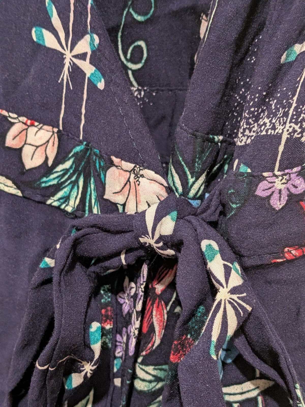 Jaase Maxi Dress XL Navy Floral Wrap Boho Short Sleeve Rayon Festival Beach — photo 8 of 13