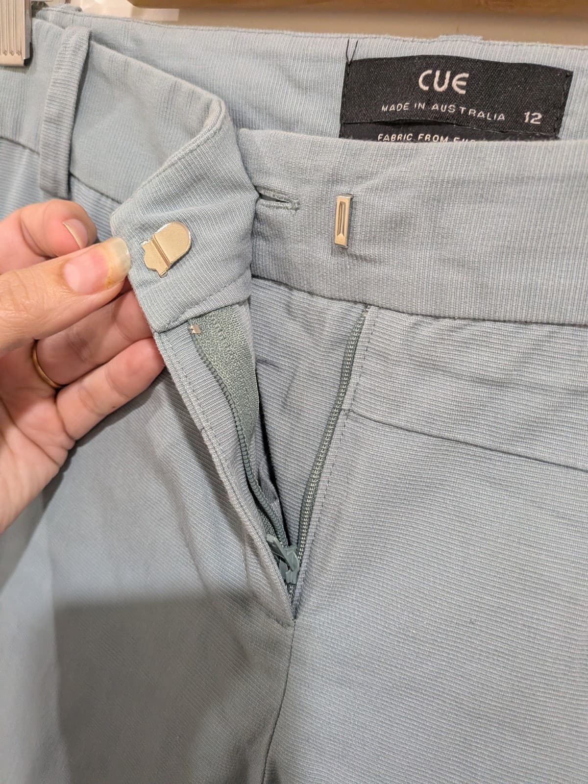 Cue Pants Size 12 Blue Slim Leg Ankle Cropped Stretch Work Office Australia — photo 8 of 12