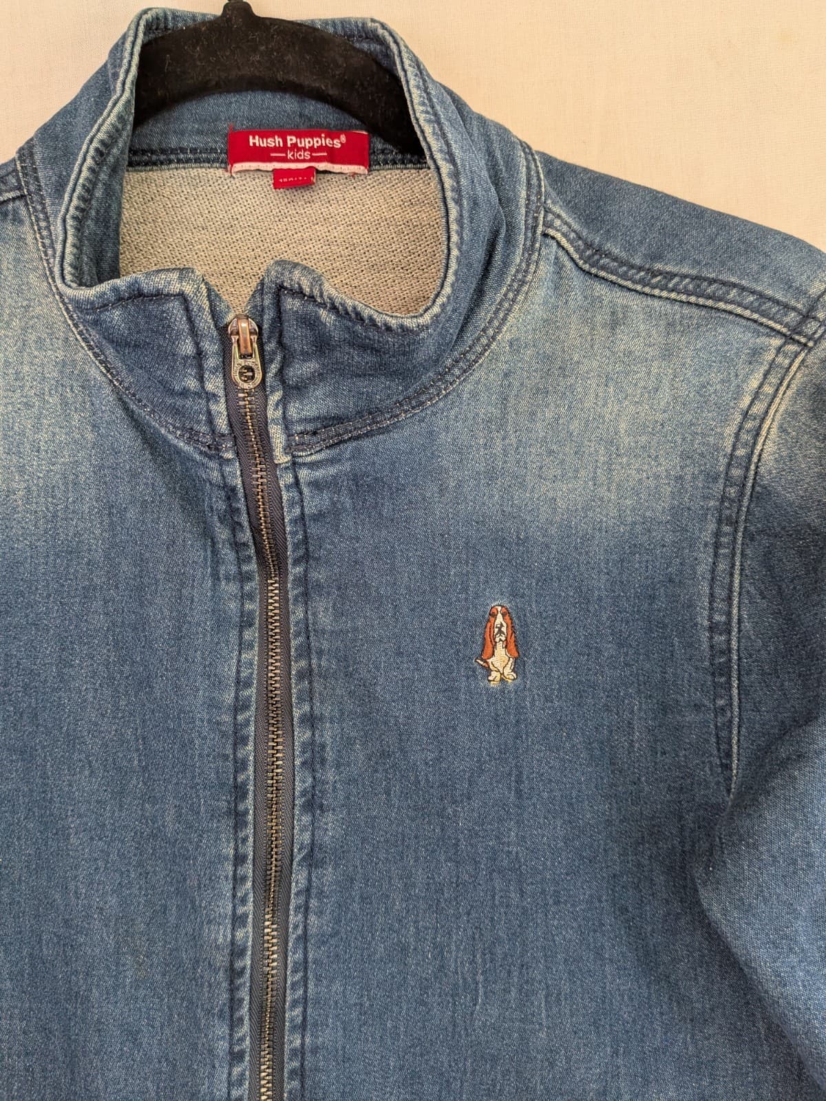 Hush Puppies Kids Denim Jacket Zip Up Logo Sleeve Casual Blue Size 10-12 — photo 6 of 10