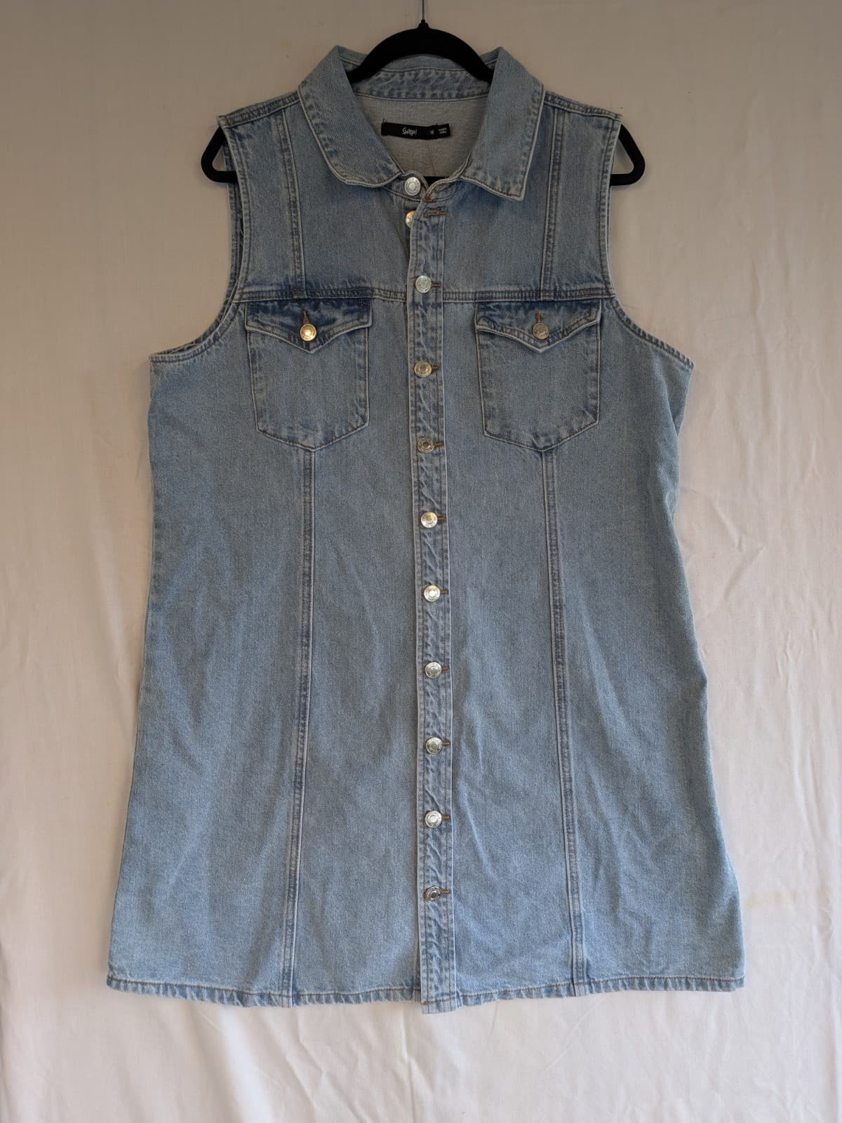 Sportsgirl Denim Button Front Sleeveless Dress Blue AU 18 US 14 Casual Summer — photo 2 of 10