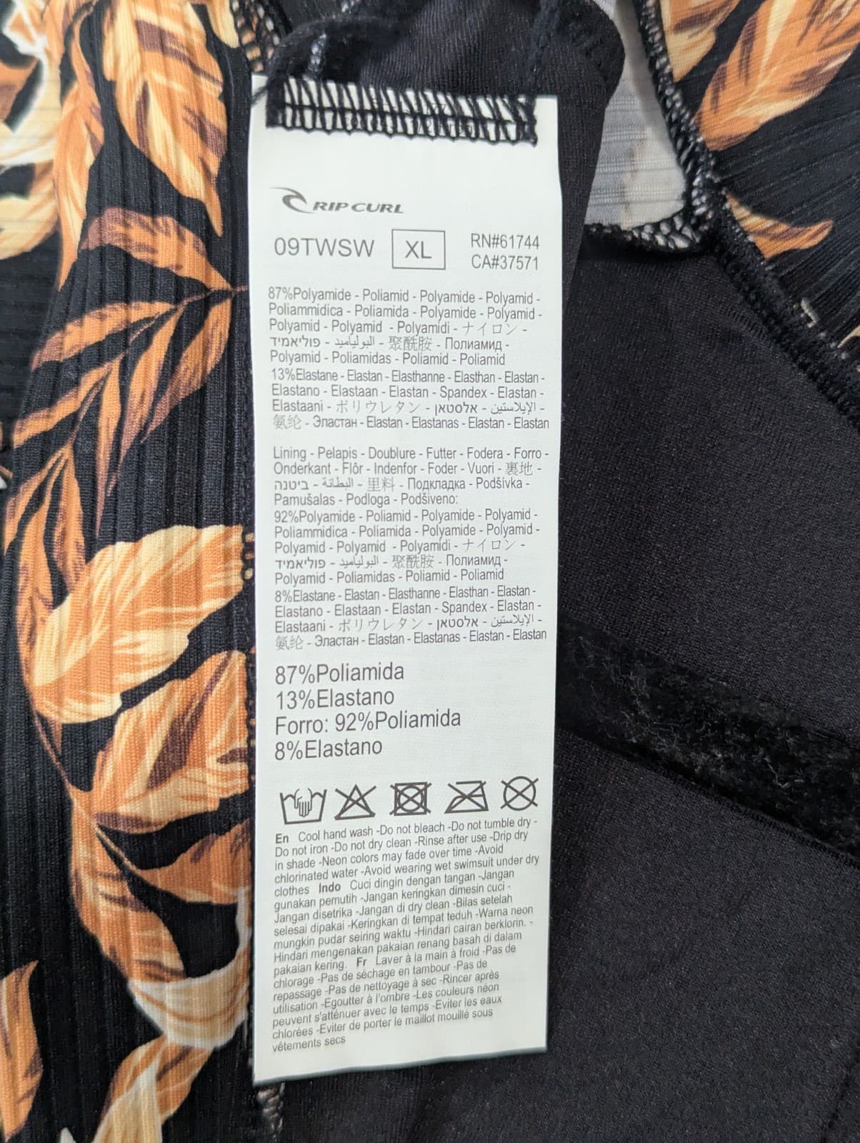 Rip Curl Surf Suit Plus Size XL US L Long Sleeve Black Floral One Piece Swim — photo 12 of 13