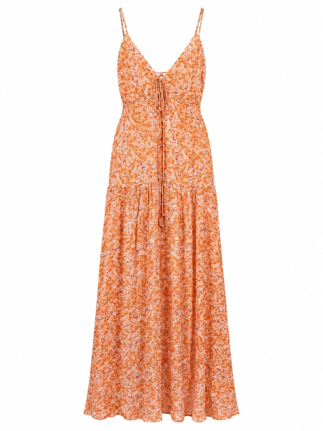 Kivari Floral Maxi Dress Size 10 AU 6 US Orange Tie Front Boho Summer Beach — photo 2 of 12