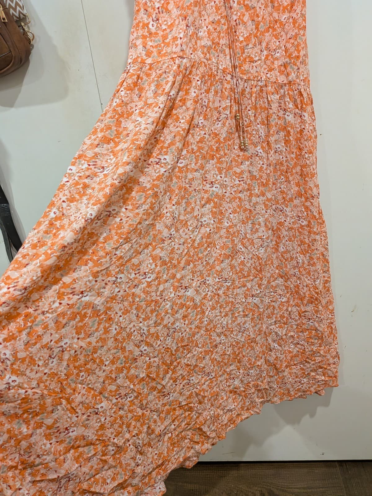 Kivari Floral Maxi Dress Size 10 AU 6 US Orange Tie Front Boho Summer Beach — photo 4 of 12