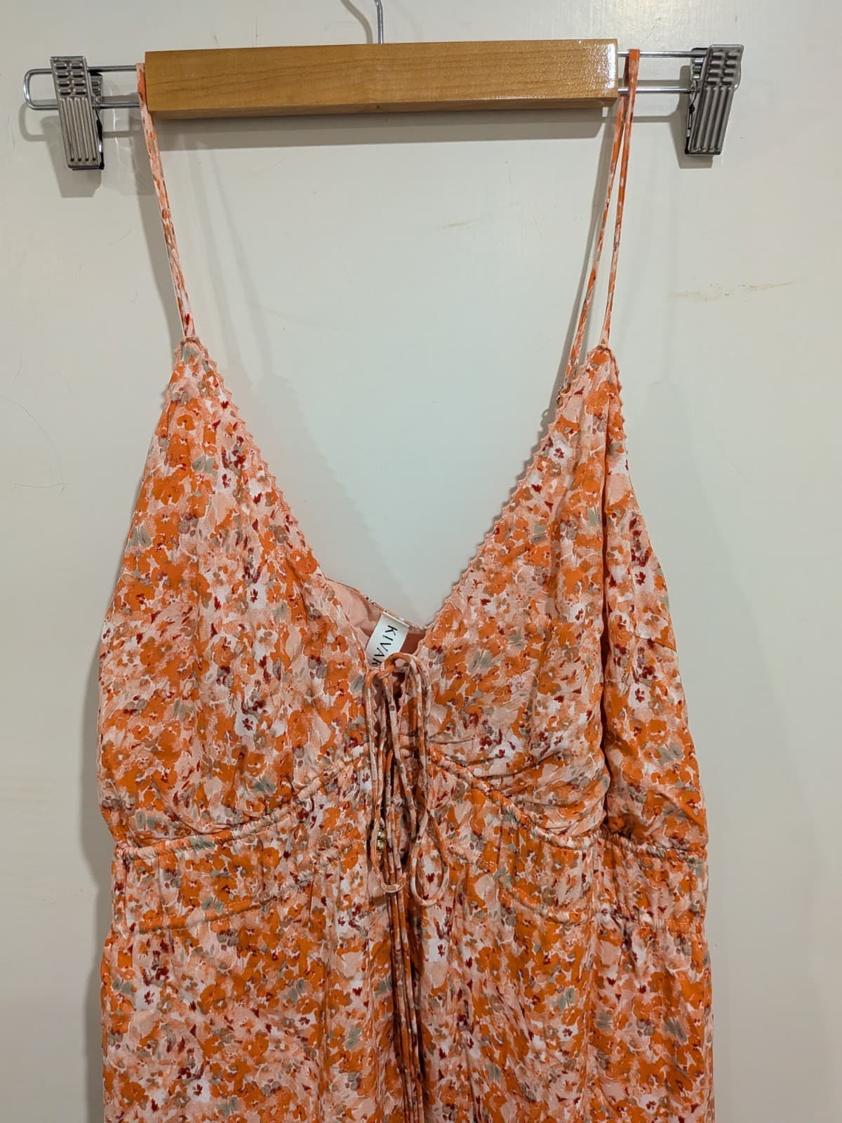 Kivari Floral Maxi Dress Size 10 AU 6 US Orange Tie Front Boho Summer Beach — photo 6 of 12