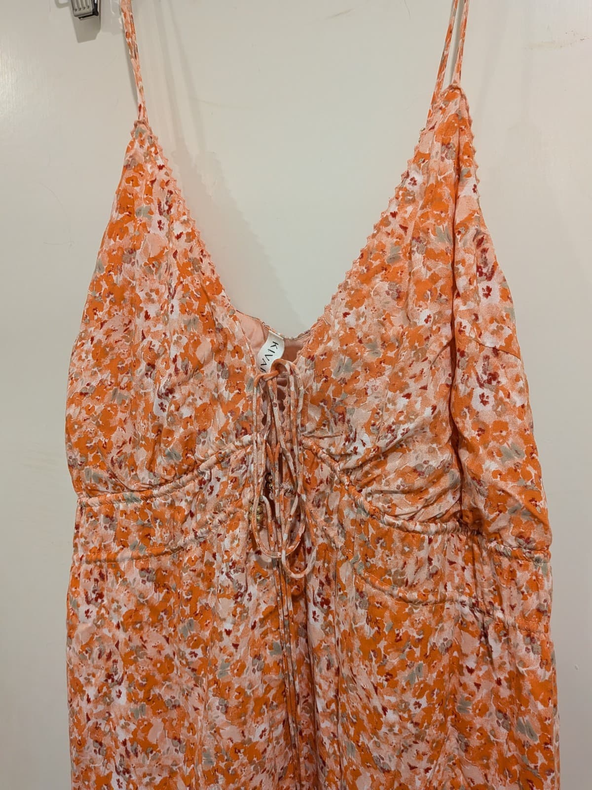 Kivari Floral Maxi Dress Size 10 AU 6 US Orange Tie Front Boho Summer Beach — photo 8 of 12