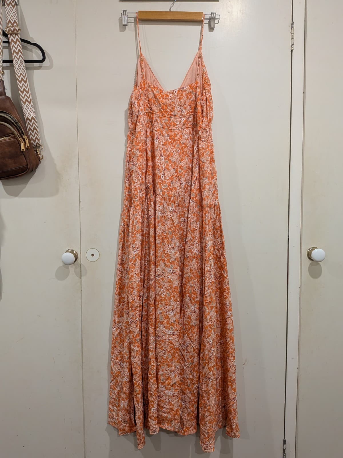 Kivari Floral Maxi Dress Size 10 AU 6 US Orange Tie Front Boho Summer Beach — photo 10 of 12
