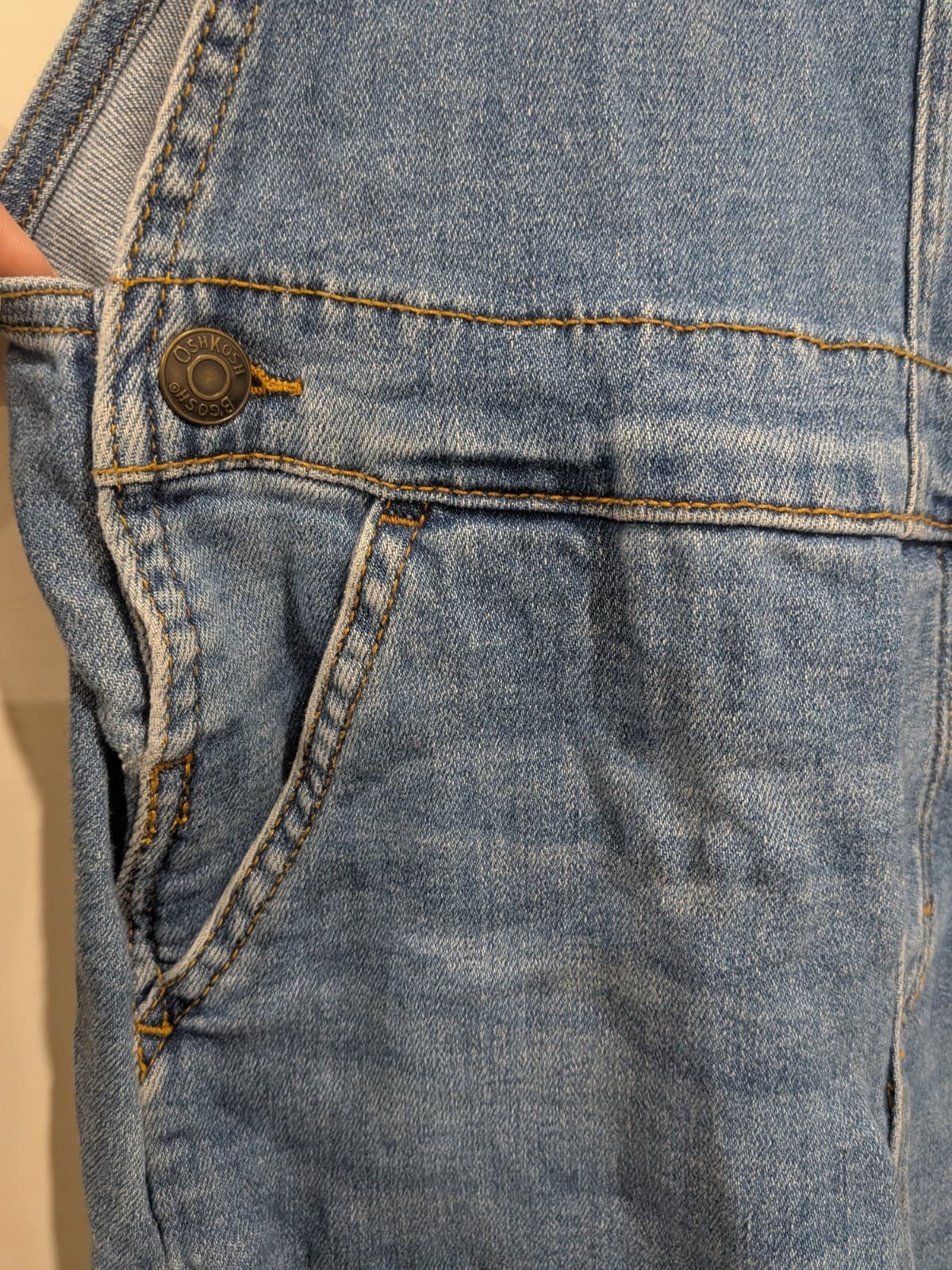 OshKosh B'gosh Denim Overalls Youth 12 Y2K Dungarees Light Wash Adjustable Bib — photo 3 of 10