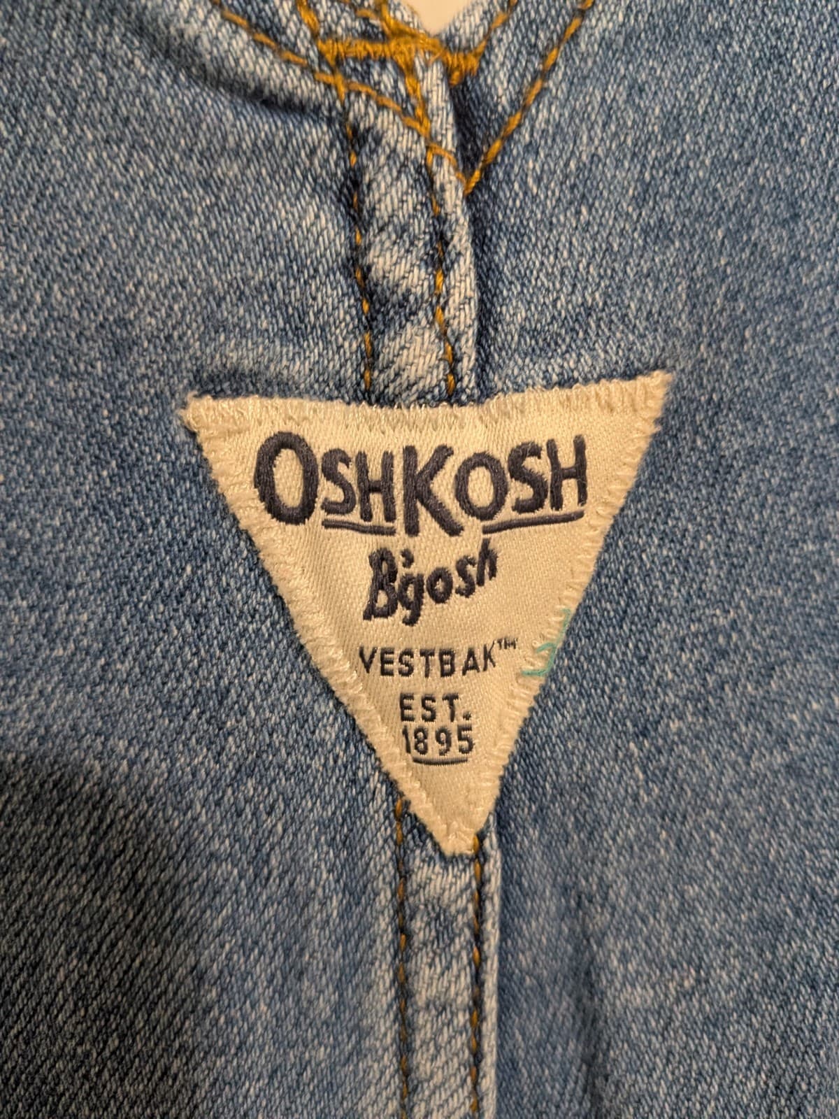 OshKosh B'gosh Denim Overalls Youth 12 Y2K Dungarees Light Wash Adjustable Bib — photo 8 of 10
