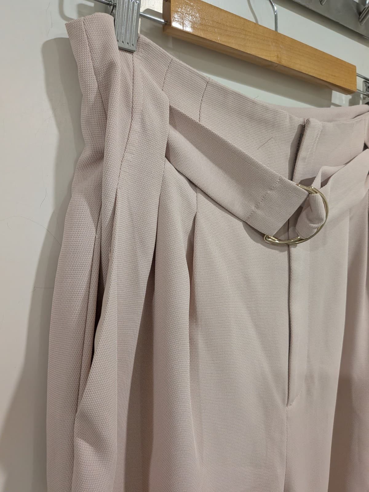 Sheike Wide Leg Pants Size 10 Blush Pink High Rise Belted Dress Career Work — photo 4 of 11