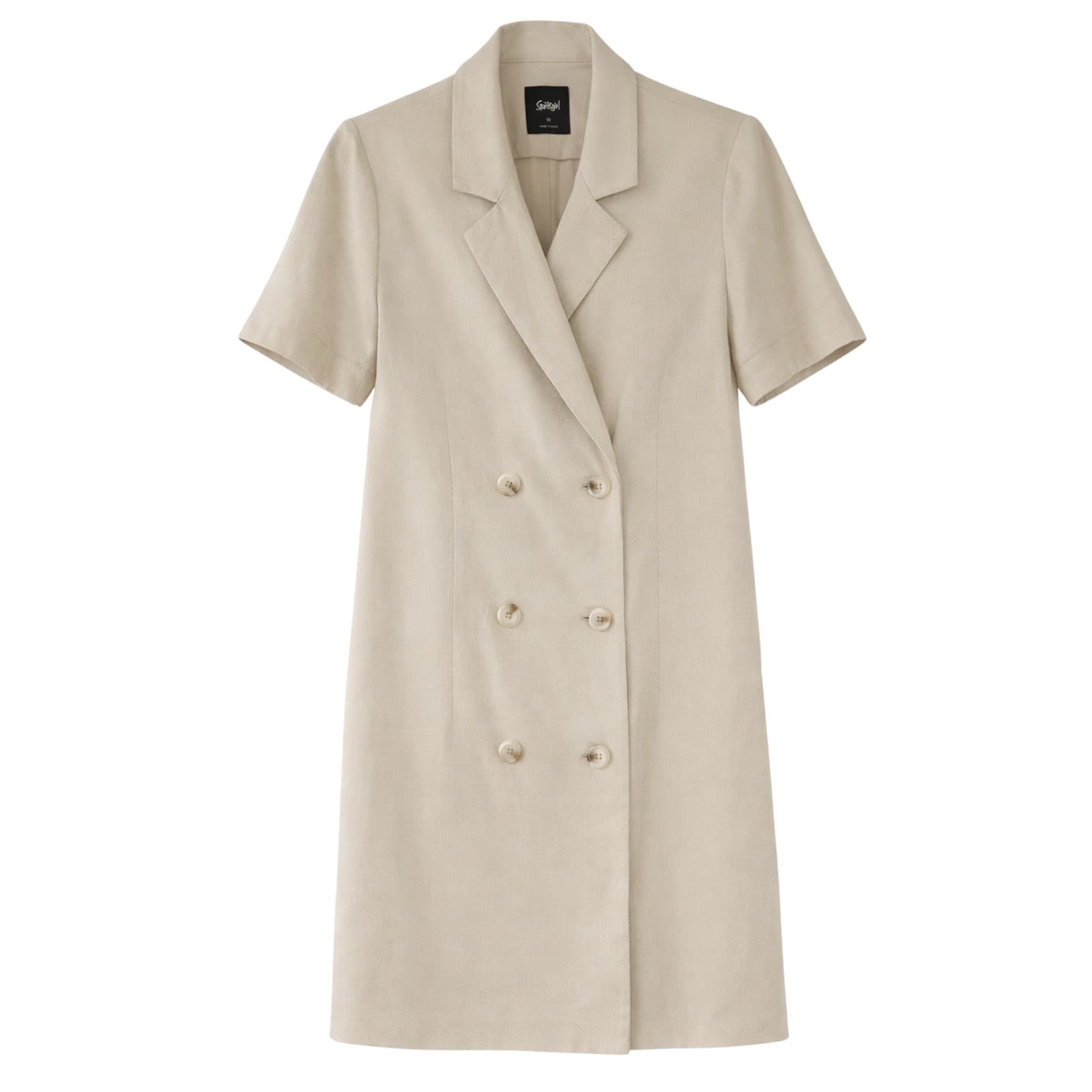 Sportsgirl Linen Blend Shirt Dress Cream Beige Grandmacore Collared Size 10 — photo 1 of 10