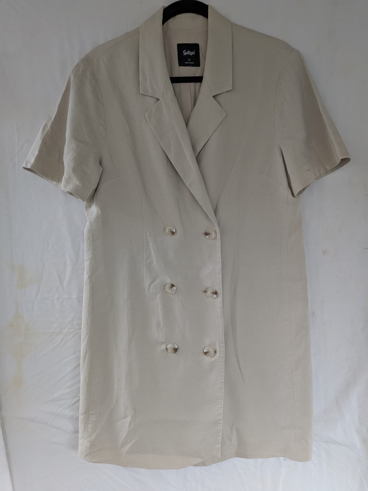 Sportsgirl Linen Blend Shirt Dress Cream Beige Grandmacore Collared Size 10 — photo 2 of 10