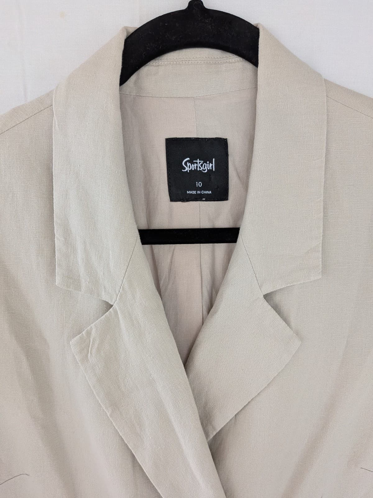 Sportsgirl Linen Blend Shirt Dress Cream Beige Grandmacore Collared Size 10 — photo 6 of 10
