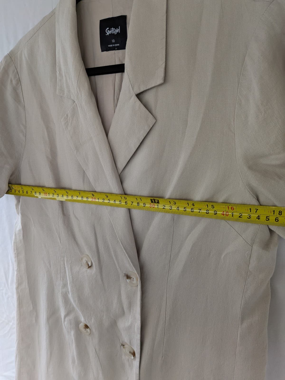 Sportsgirl Linen Blend Shirt Dress Cream Beige Grandmacore Collared Size 10 — photo 7 of 10