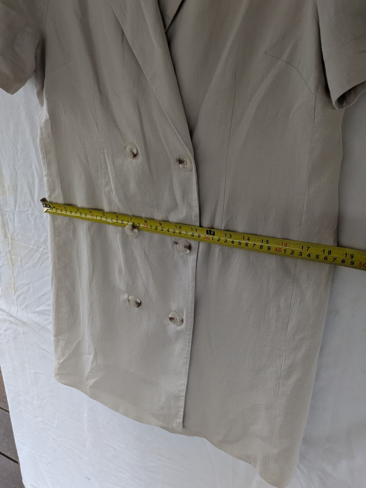 Sportsgirl Linen Blend Shirt Dress Cream Beige Grandmacore Collared Size 10 — photo 8 of 10