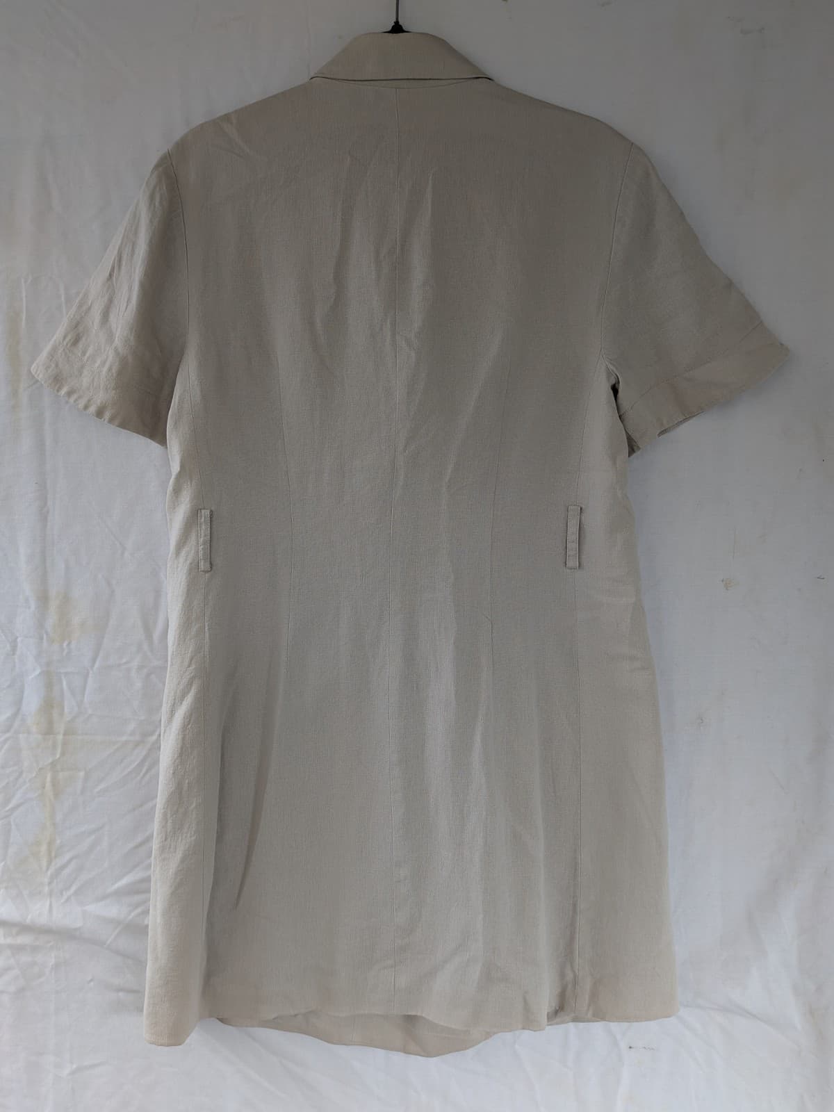 Sportsgirl Linen Blend Shirt Dress Cream Beige Grandmacore Collared Size 10 — photo 9 of 10