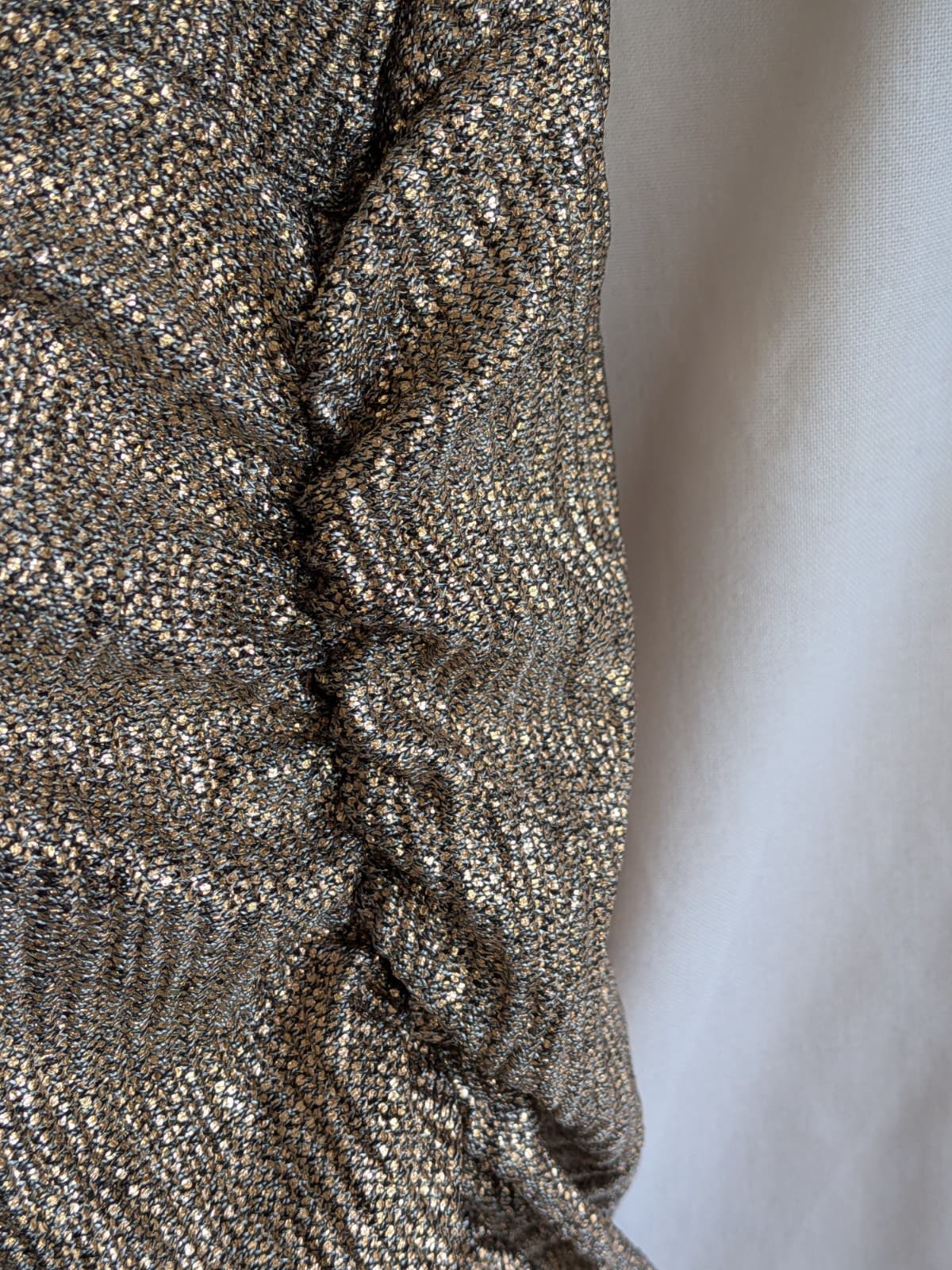 Sheike Womens Cocktail Dress Gold Metallic Ruched Long Sleeve Stretch Size 14 — photo 11 of 12