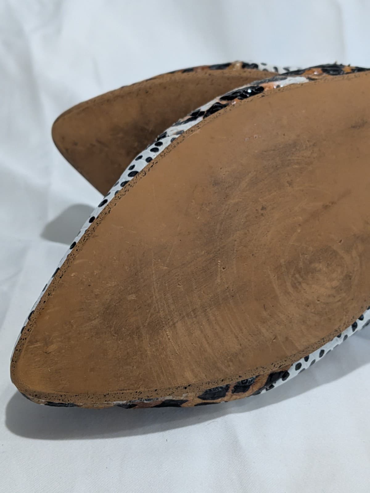 Mollini Flats Leather Pointed Toe Animal Print Ankle Tie Shoes Size EU 41 AU 10 — photo 12 of 15