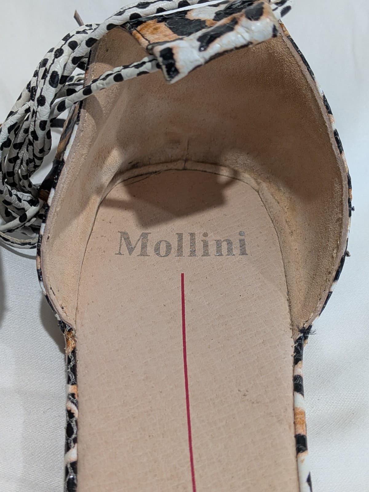 Mollini Flats Leather Pointed Toe Animal Print Ankle Tie Shoes Size EU 41 AU 10 — photo 15 of 15