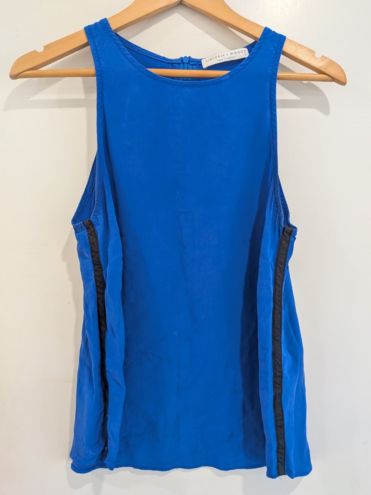 Viktoria + Woods Silk Tank Top AU 12 Size 3 Blue Sleeveless Blouse Minimalist — photo 2 of 11