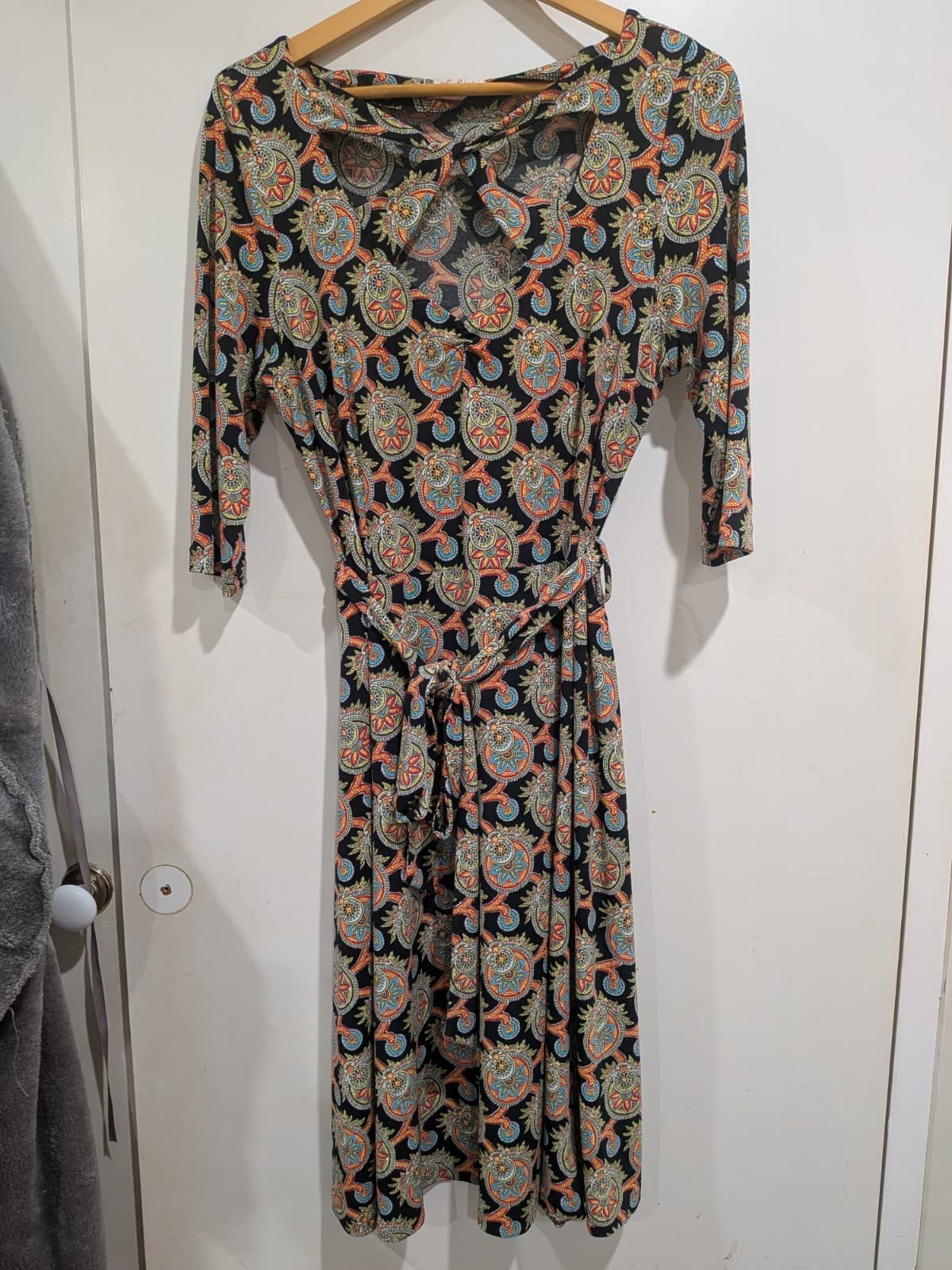 Leona Edmiston Frocks Dress 4 Aus 14 Paisley Boho Stretch Jersey Cocktail Party — photo 2 of 9