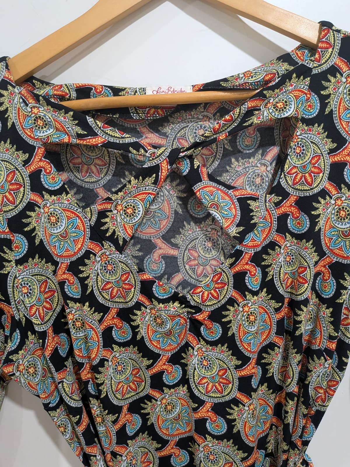 Leona Edmiston Frocks Dress 4 Aus 14 Paisley Boho Stretch Jersey Cocktail Party — photo 5 of 9