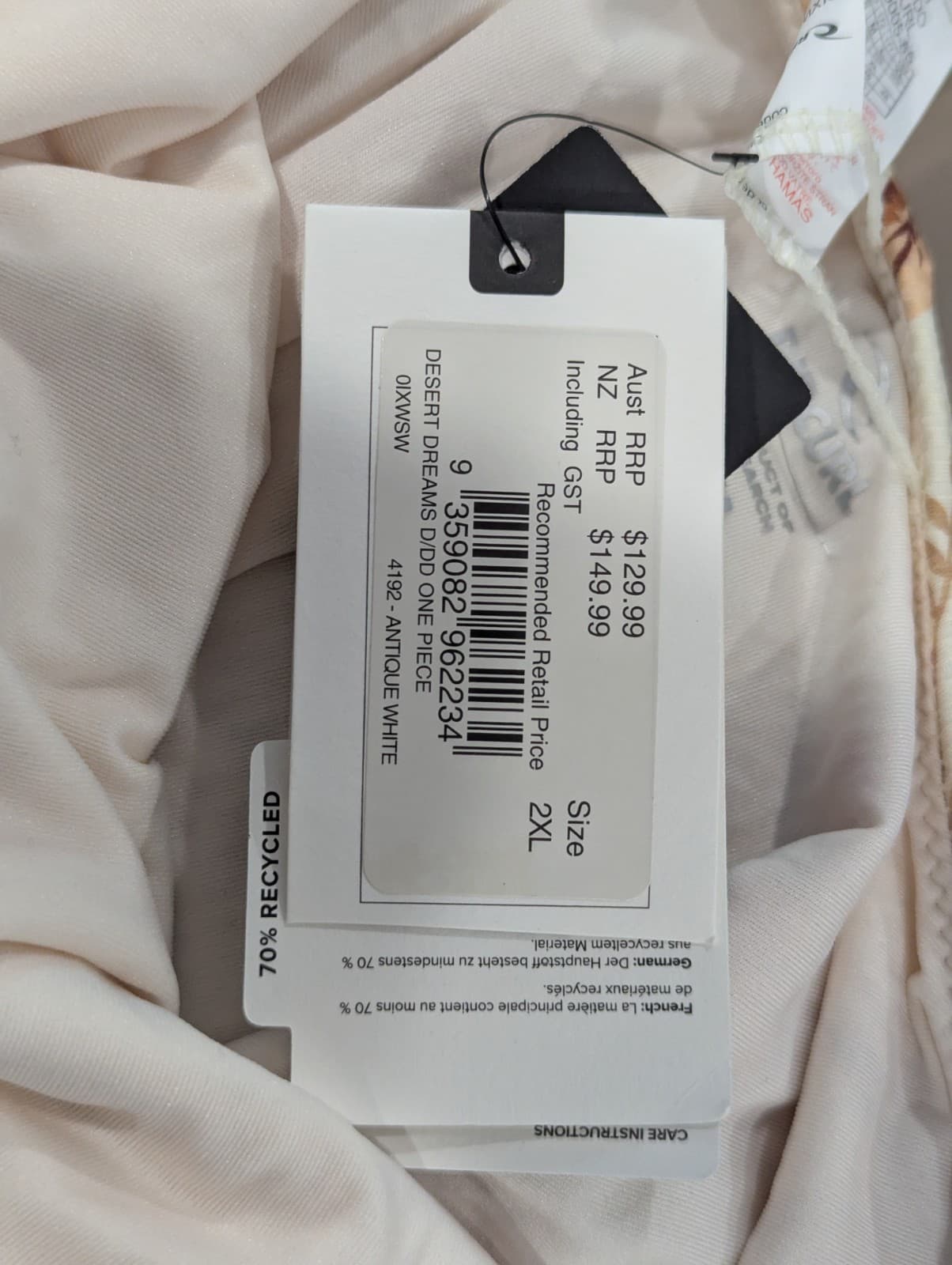 Rip Curl Swimsuit Plus Size 2XL D DD Cup Floral One Piece White Peach Adjustable — photo 15 of 17