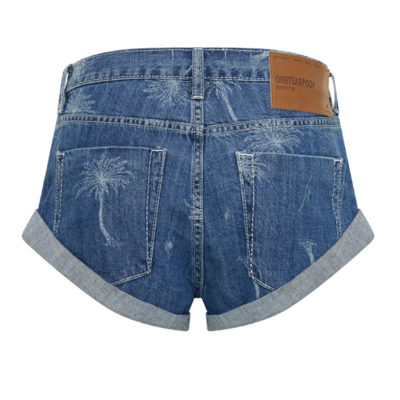 Oneteaspoon Denim Shorts Y2K Palm Tree Distressed Blue Size Aus 12 Us 8 — photo 2 of 14