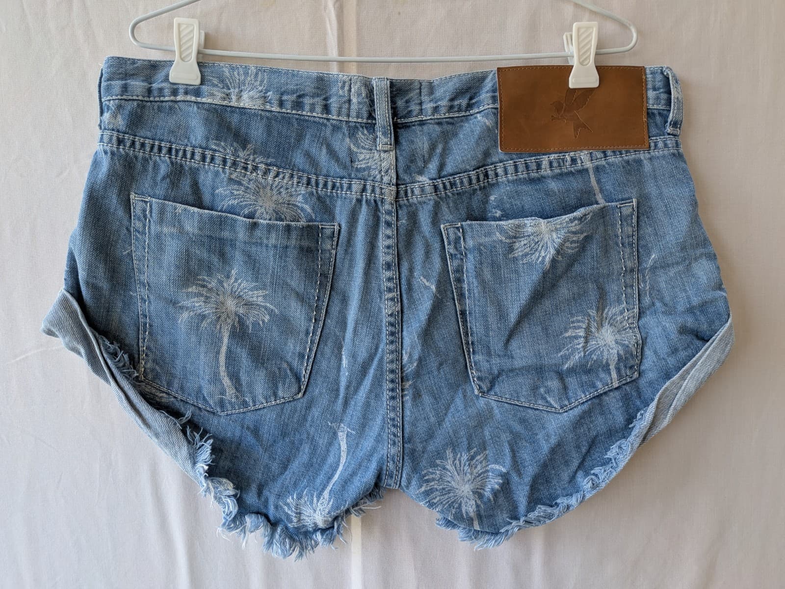 Oneteaspoon Denim Shorts Y2K Palm Tree Distressed Blue Size Aus 12 Us 8 — photo 12 of 14