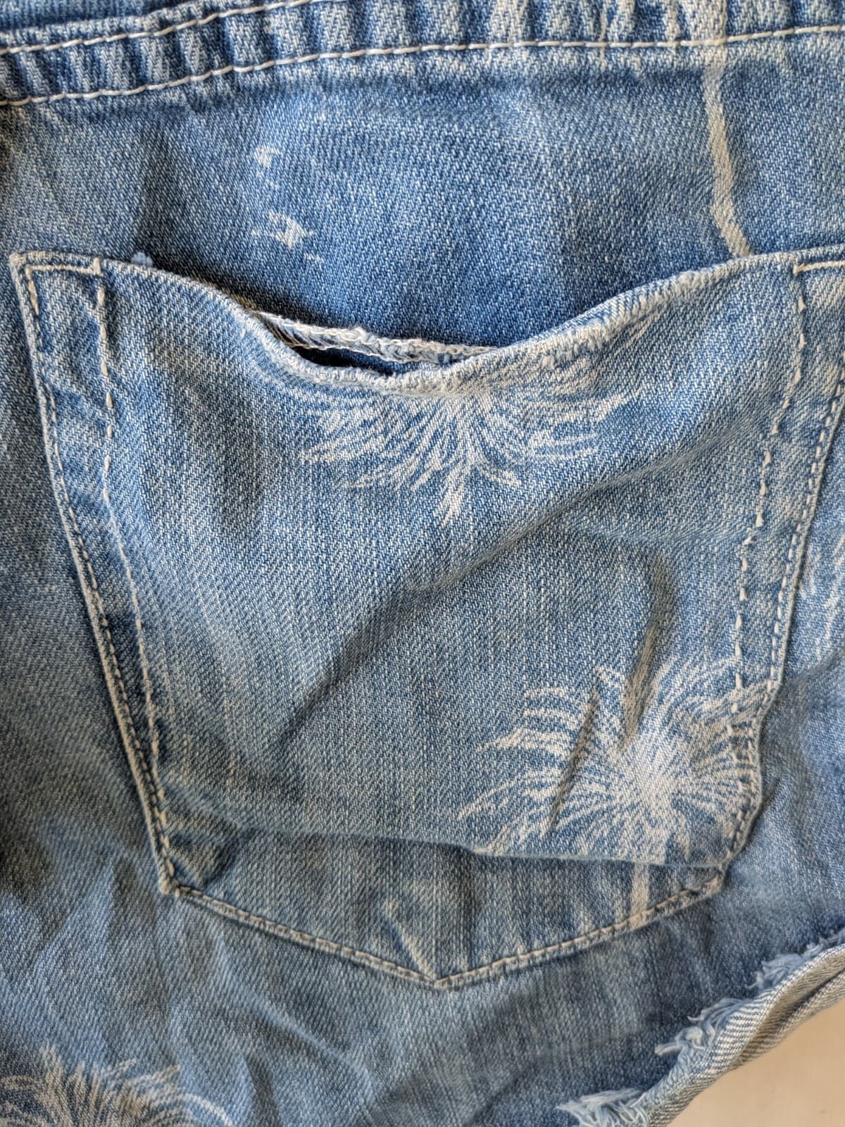 Oneteaspoon Denim Shorts Y2K Palm Tree Distressed Blue Size Aus 12 Us 8 — photo 14 of 14