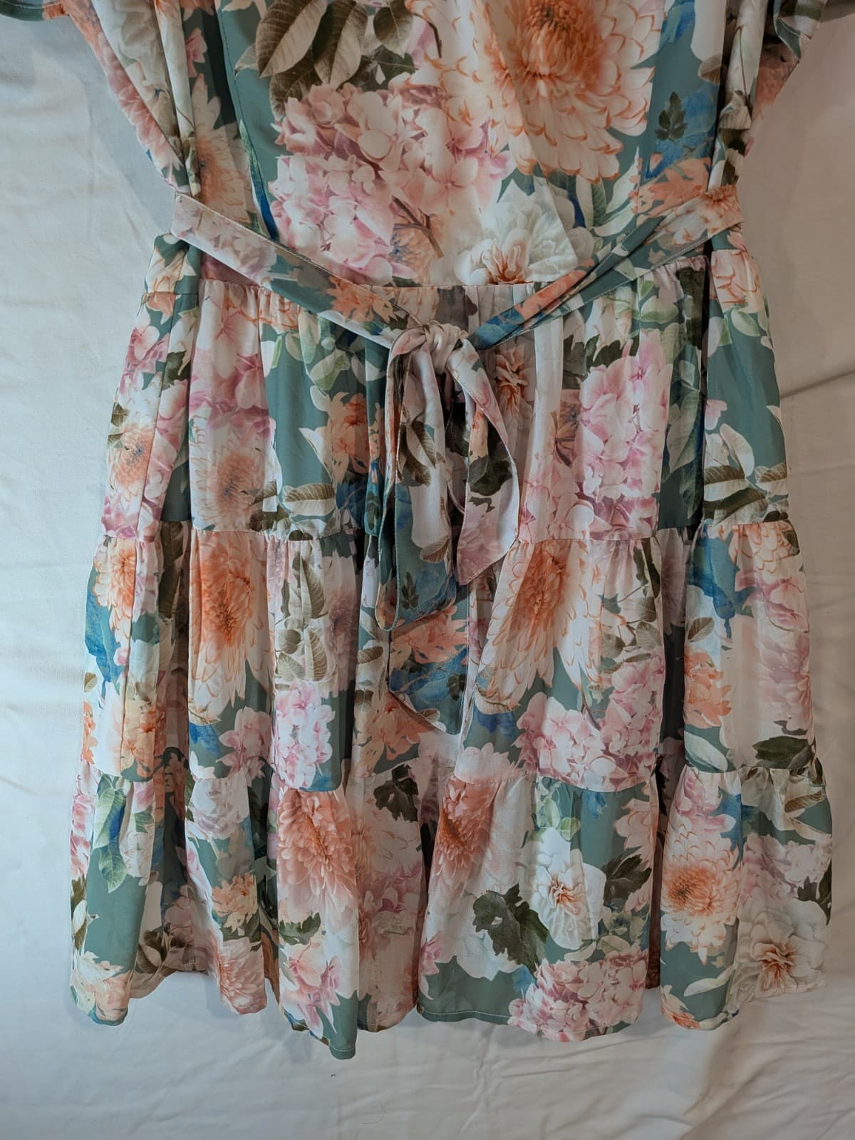 Dotti Dress Floral Tiered V Neck Flutter Sleeve Summer A Line Size Aus 16 US 12 — photo 4 of 11