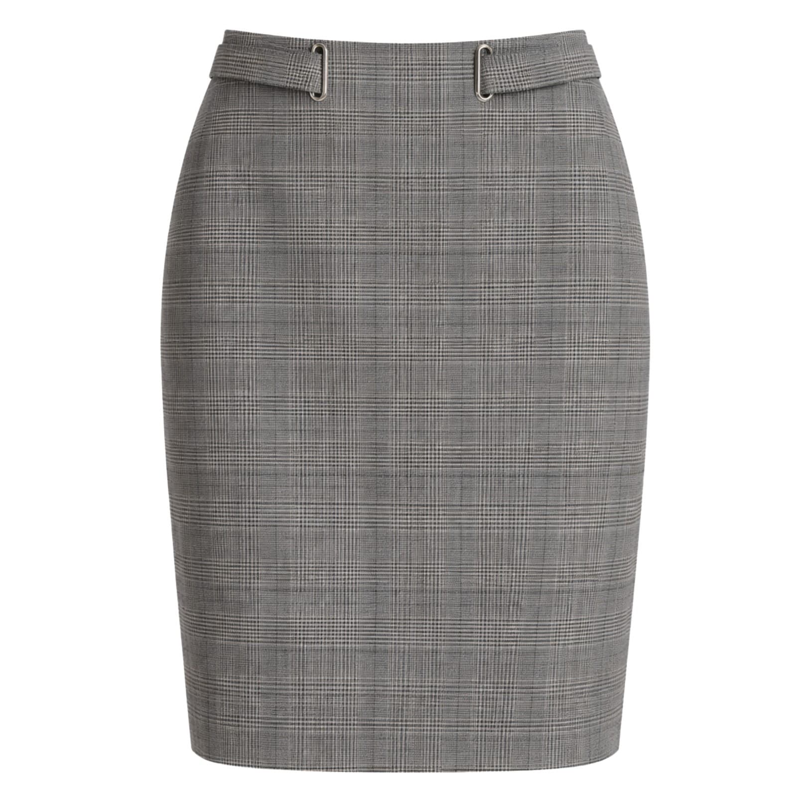 Portmans Pencil Skirt Grey Check Work Office Corporate Stretch Lined Size 10