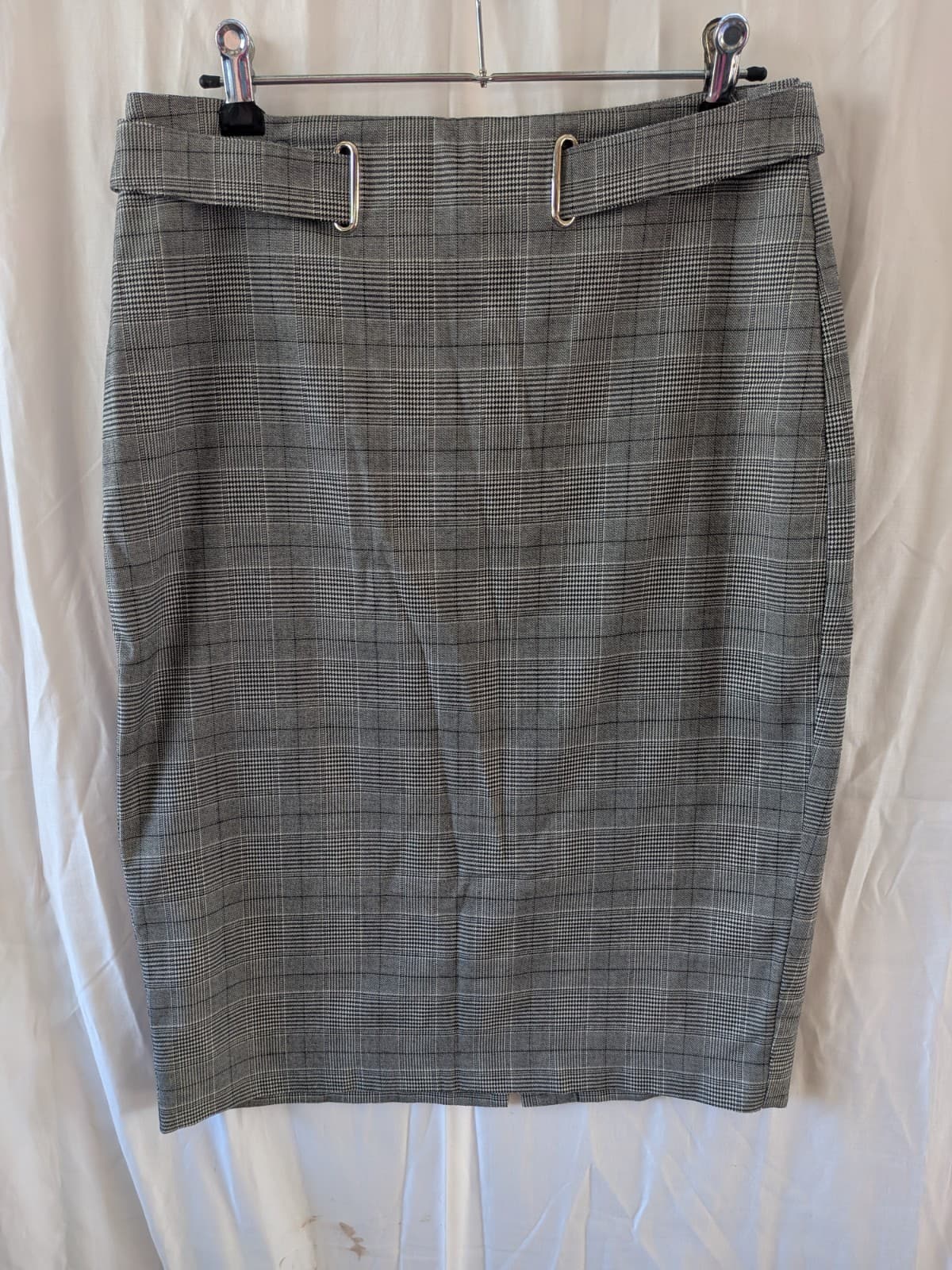 Portmans Pencil Skirt Grey Check Work Office Corporate Stretch Lined Size 10 — photo 2 of 11