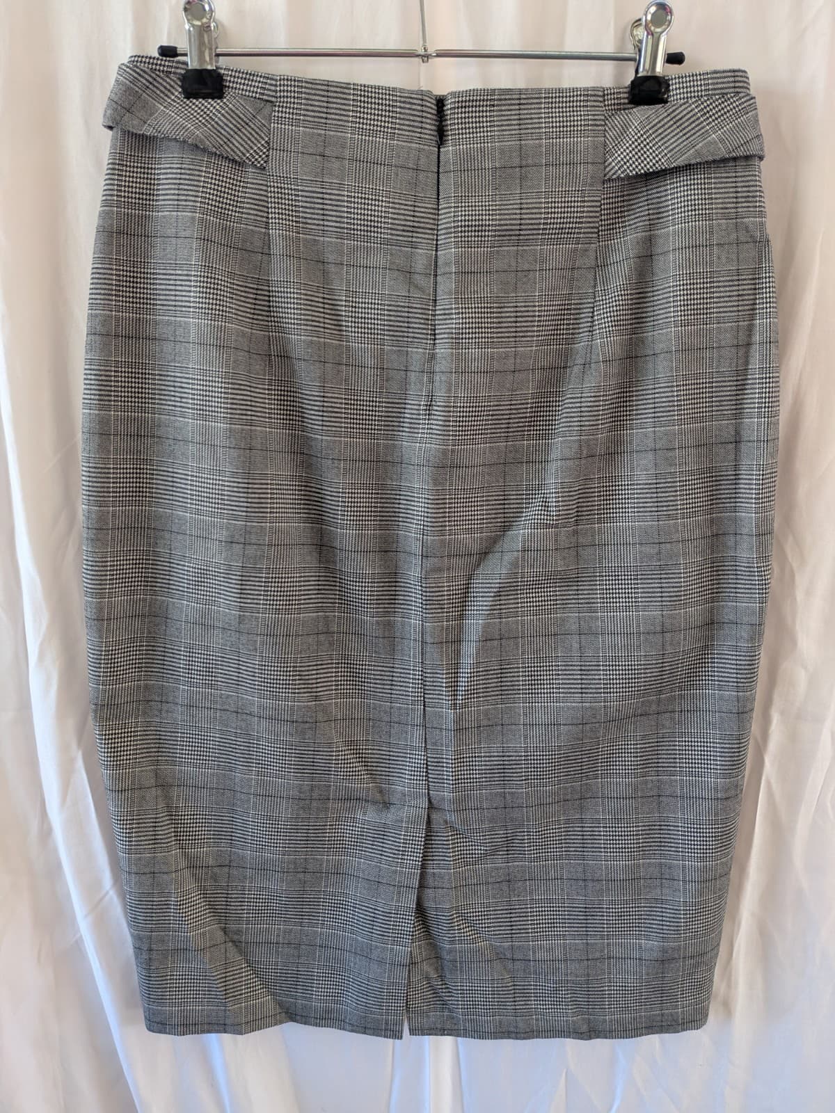 Portmans Pencil Skirt Grey Check Work Office Corporate Stretch Lined Size 10 — photo 7 of 11