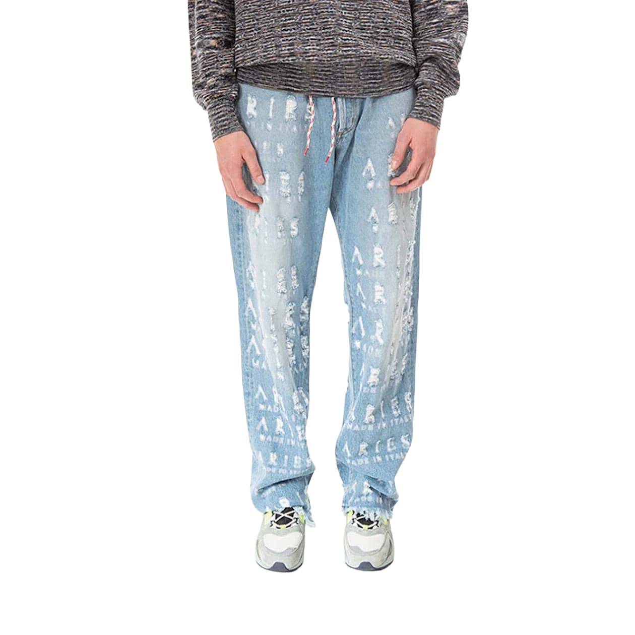 NWT- Aries Mens 'Betten' Destroyed Logo Jeans - Size 32/32 — photo 3 of 8