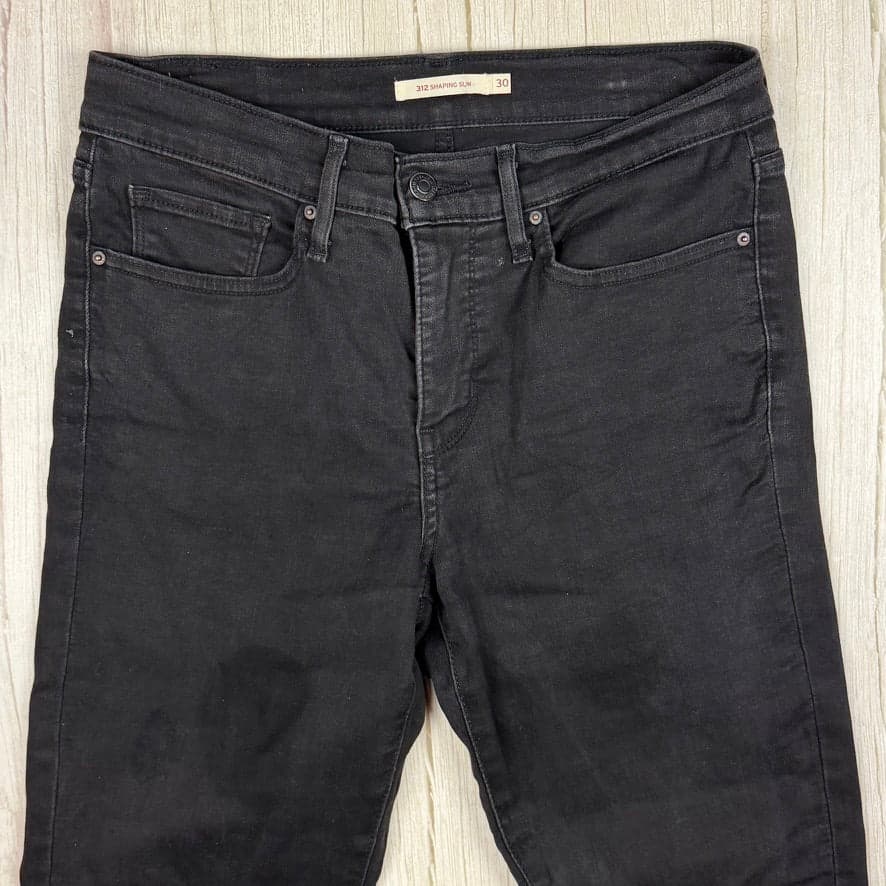 Levis 312 Shaping Slim Mid Rise Aged Black Jeans - Size 30" — photo 4 of 7