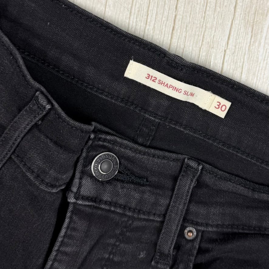 Levis 312 Shaping Slim Mid Rise Aged Black Jeans - Size 30" — photo 6 of 7