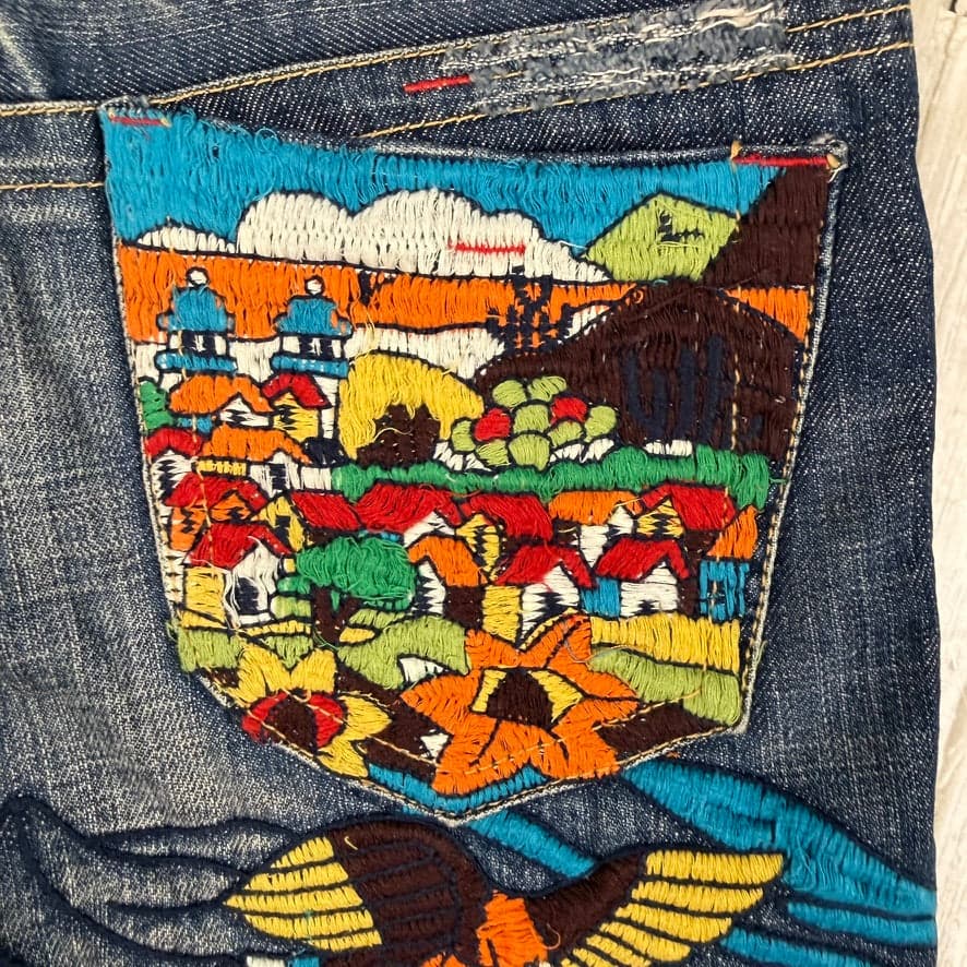 Red Pepper Japan Y2K Embroidered Ladies Low Rise Boot Jeans - XS — photo 2 of 11