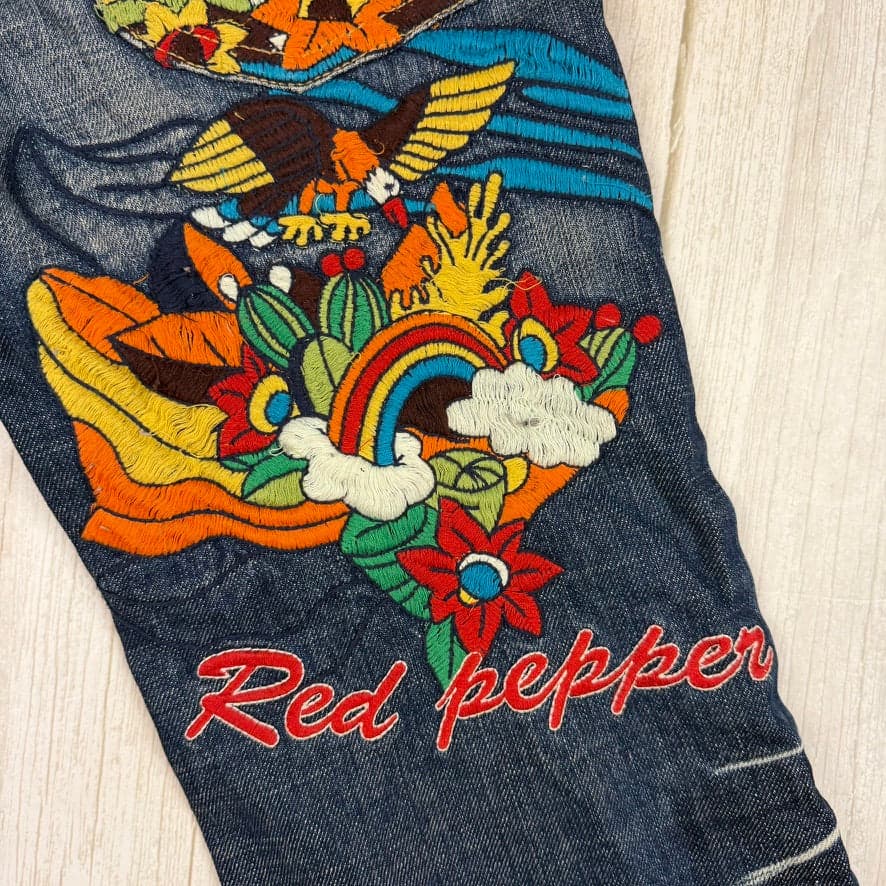 Red Pepper Japan Y2K Embroidered Ladies Low Rise Boot Jeans - XS — photo 7 of 11