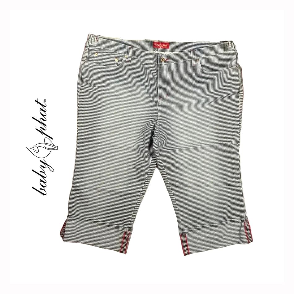 NWT- Baby Phat Engineer Stripe Denim Capri- US Plus Size 24 — photo 1 of 8
