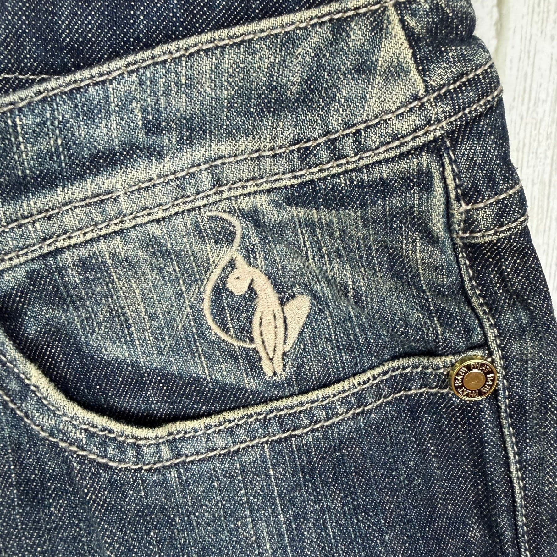NEW- Baby Phat Distressed Denim Straight Leg Jeans- US Size 18 — photo 7 of 8