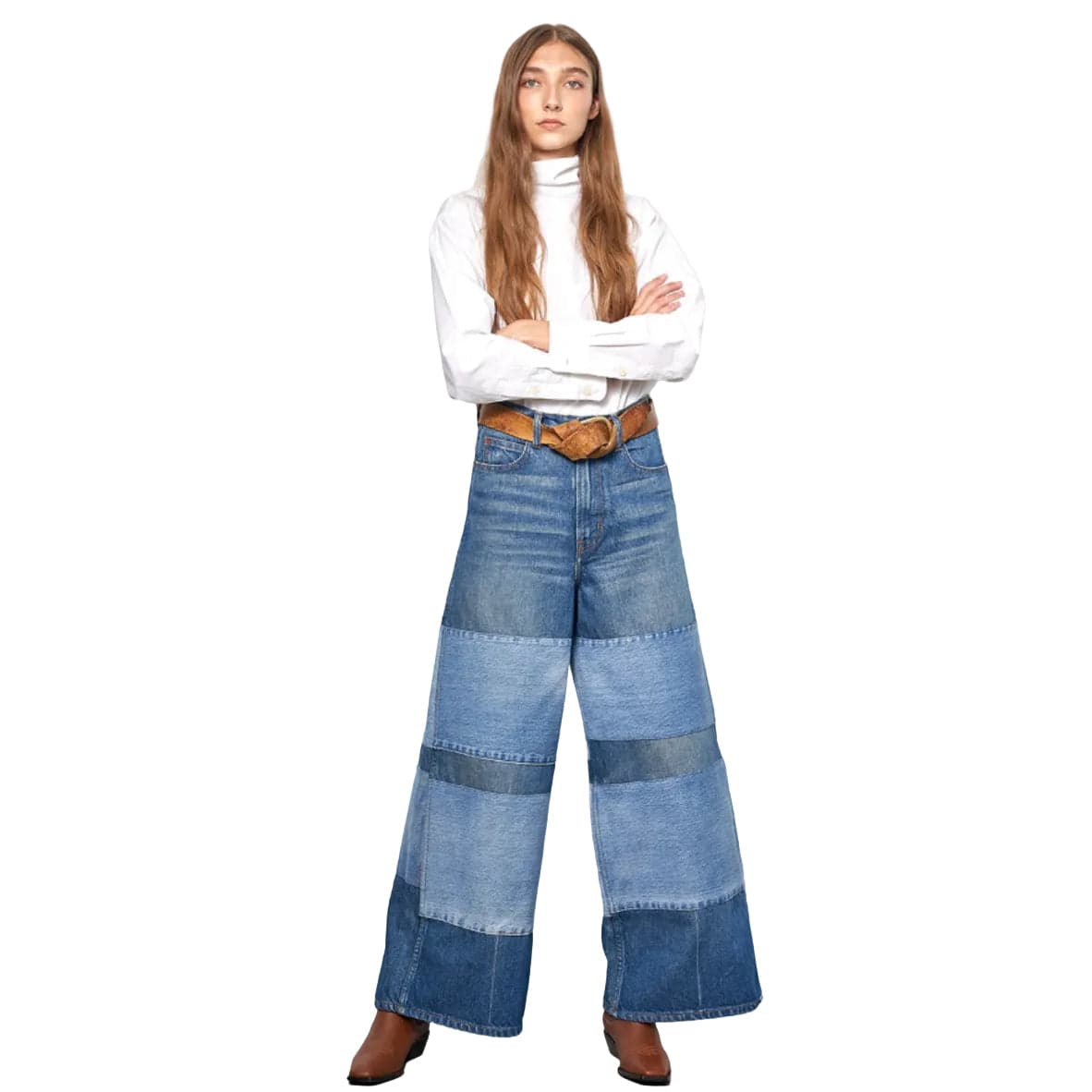 B Sides USA Made Super Wide Leg Patchwork 'Claude' Jeans - Size 27