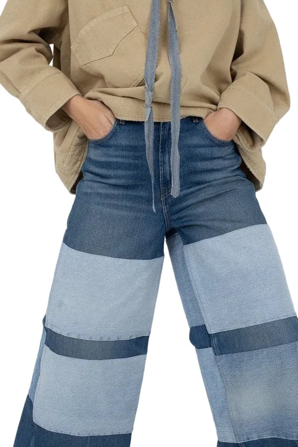 B Sides USA Made Super Wide Leg Patchwork 'Claude' Jeans - Size 27 — photo 2 of 9