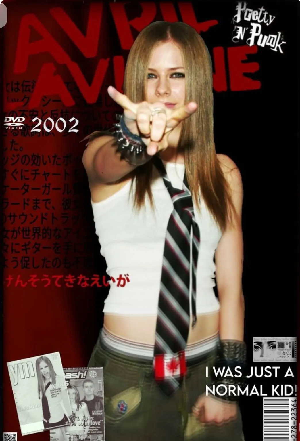 Pop Punk aesthetic — This image is a direct representation of the Pop Punk aesthetic, featuring the iconic necktie with a tank top, studded belt, and loose pants, mirroring Avril Lavigne's style.